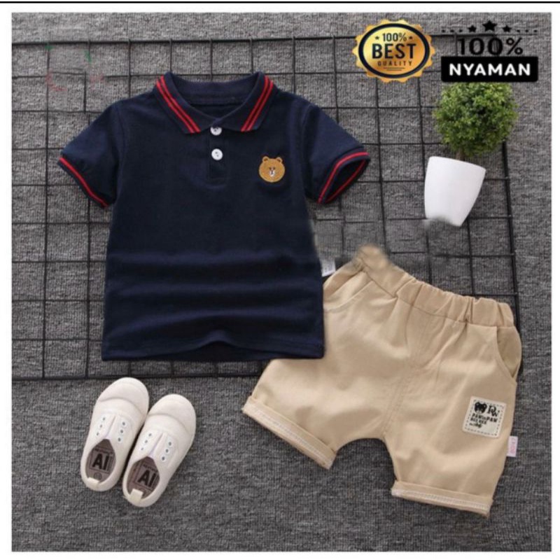 SETELAN ANAK TERBARU/SETELAN POLO BEAR UNTUK 1-5 TAHUN