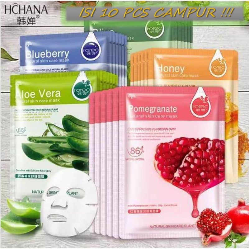 10 Pcs Masker Wajah HCHANA Sheet Mask / Masker Wajah HCHANA ROREC