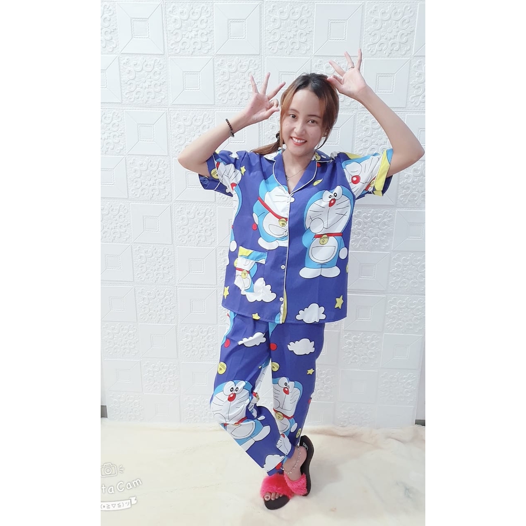 PIYAMA CP KARAKTER DEWASA FIT XL (Ld 104cm)-Dora biru tua CP