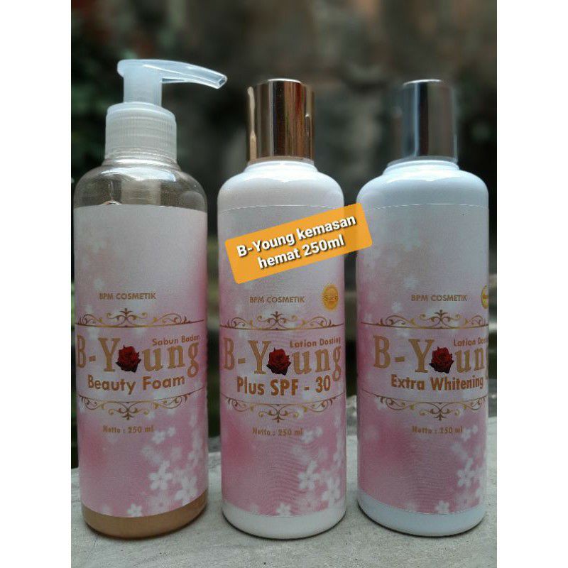 lotion B_Young Pemutih Badan kemasan Hemat 250ml Paket lengkap