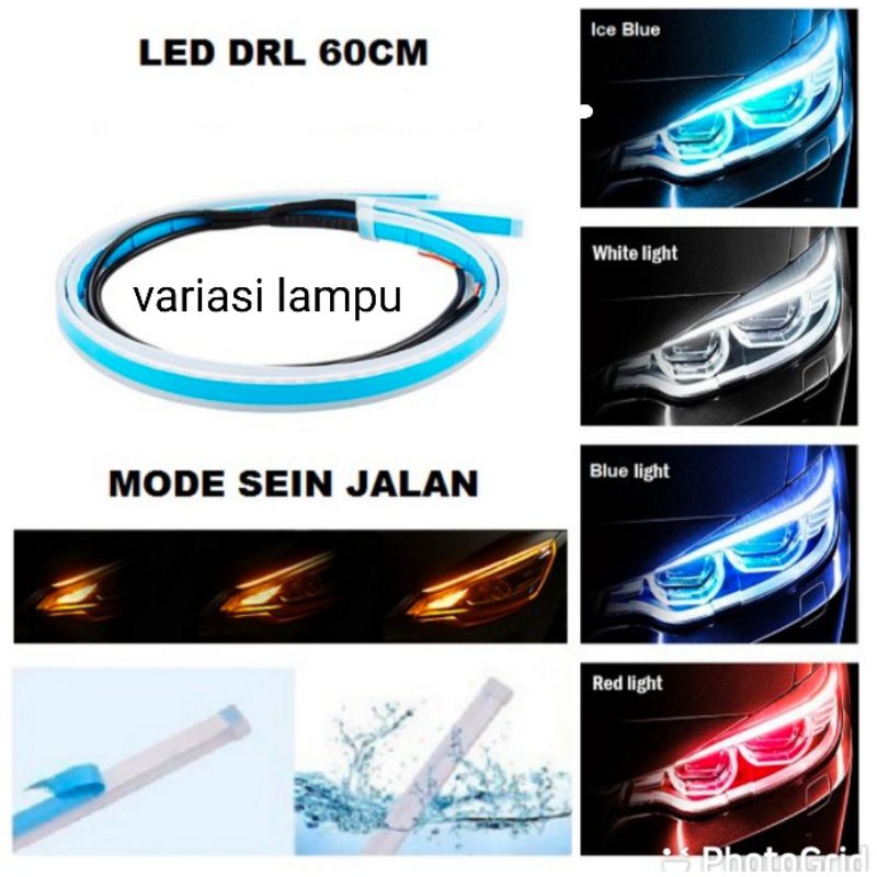 lampu led alis drl 60cm sein runnning motor mobil anti air grade A