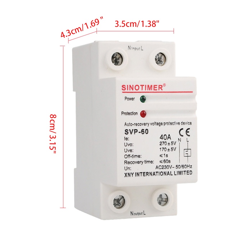 Btsg 40a 230v Din Rail Pemulihan Otomatis Reconnect over Voltage and Under Voltage Perangkat Pelindung Relay Du