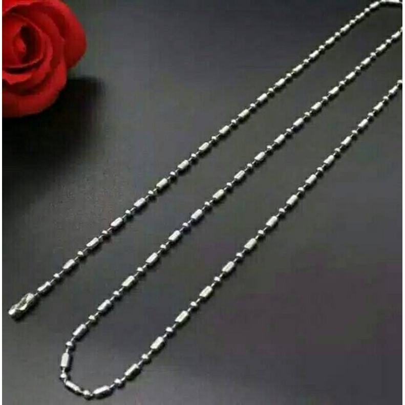 KALUNG MONEL TITANIUM BAMBU ANTI LUNTUR HURUF ALFABET A-Z PANJANG 45 CM