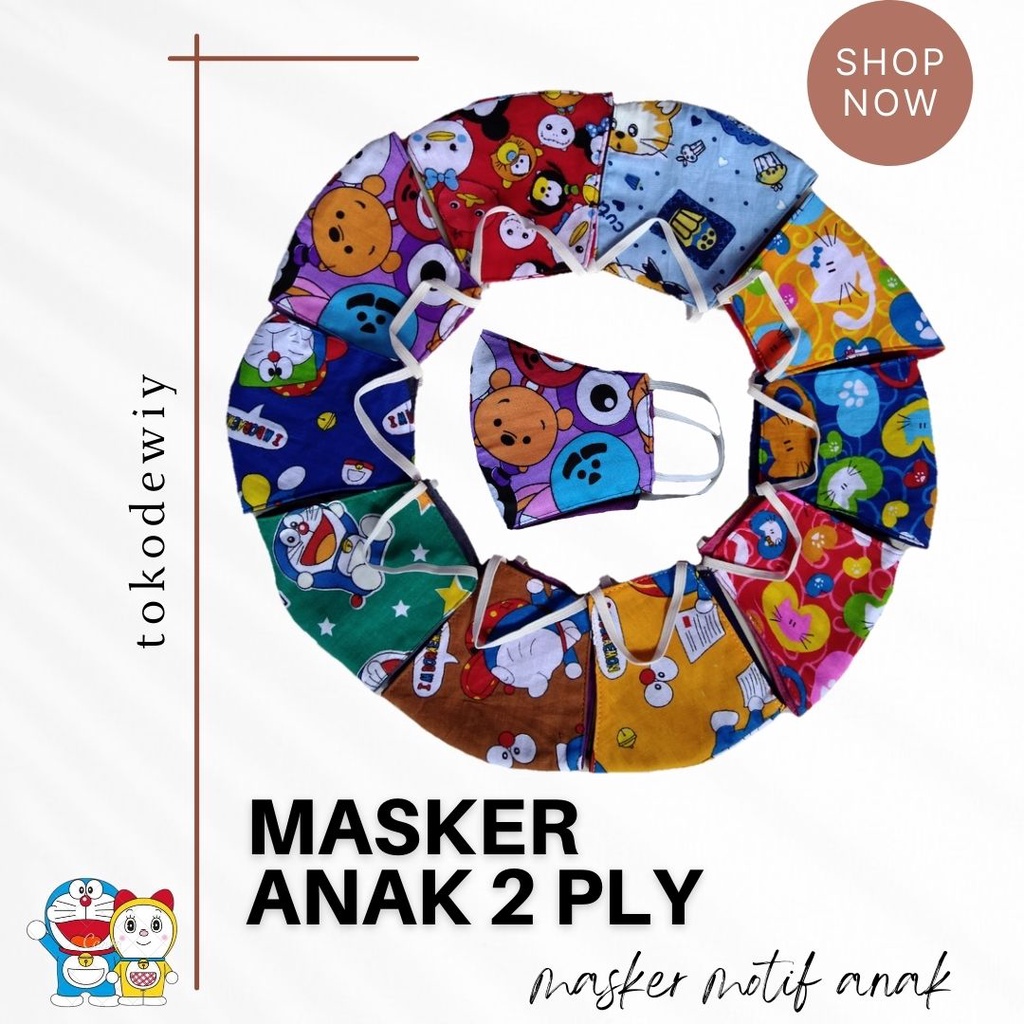 Masker Anak 2 Ply | Masker Anak Karakter | Masker Kain Anak | Masker Duckbill Anak | Masker Earloop Anak | Masker Anak Murah