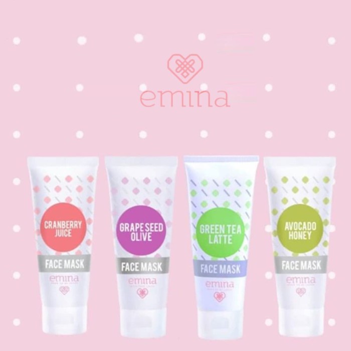 ❤ jselectiv ❤ EMINA Face Mask Cranberry Juice/Grape Seed Olive/Green Tea Latte/Avocado Honey | Masker Wajah EMINA