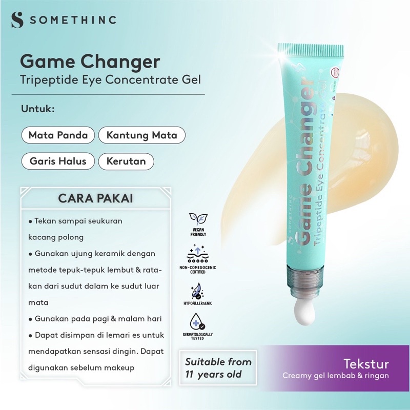 SOMETHINC GAME CHANGER Tripeptide Eye Concentrate Gel 20ML (Krim Mata, Penghilang Mata panda)