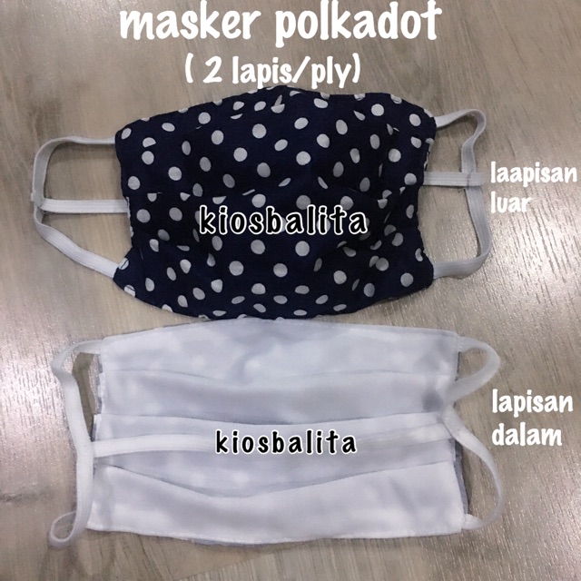 MASKER POLKADOT HEADLOP 2 lapis (2 ply) / MASKER REMAJA &amp; DEWASA