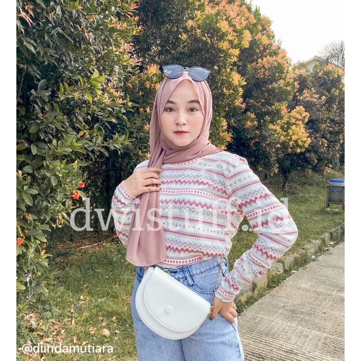 dwistuff Basic tee Kaos Lengan Panjang Katun Rib Wafer Polos Motif