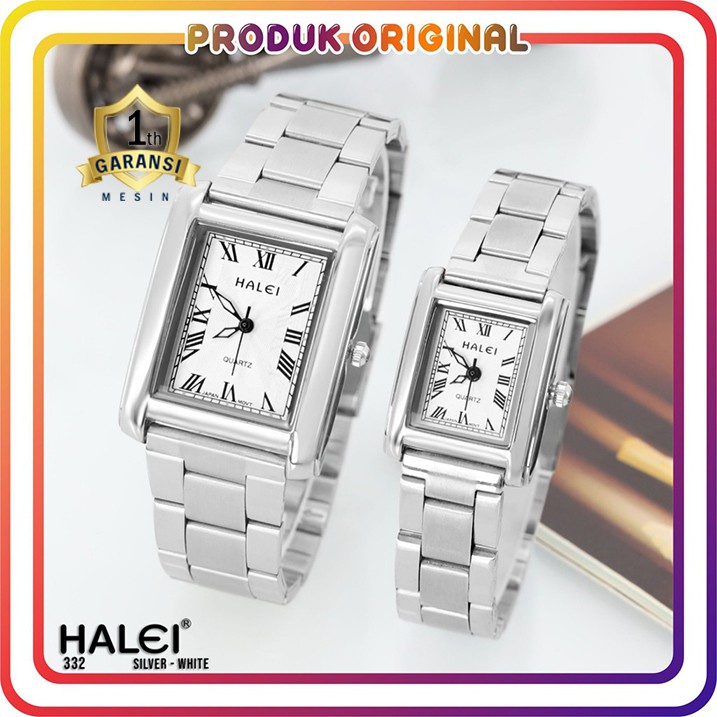 COD JAM TANGAN COUPLE HALEI ORIGINAL 332 RANTAI SILVER WATER RESISTANT STAINLES STEEL
