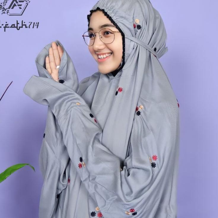 Tidak Diragukan.. Mukena Terusan Dewasa bordir bunga melati mukenah lajuran mukena rayon