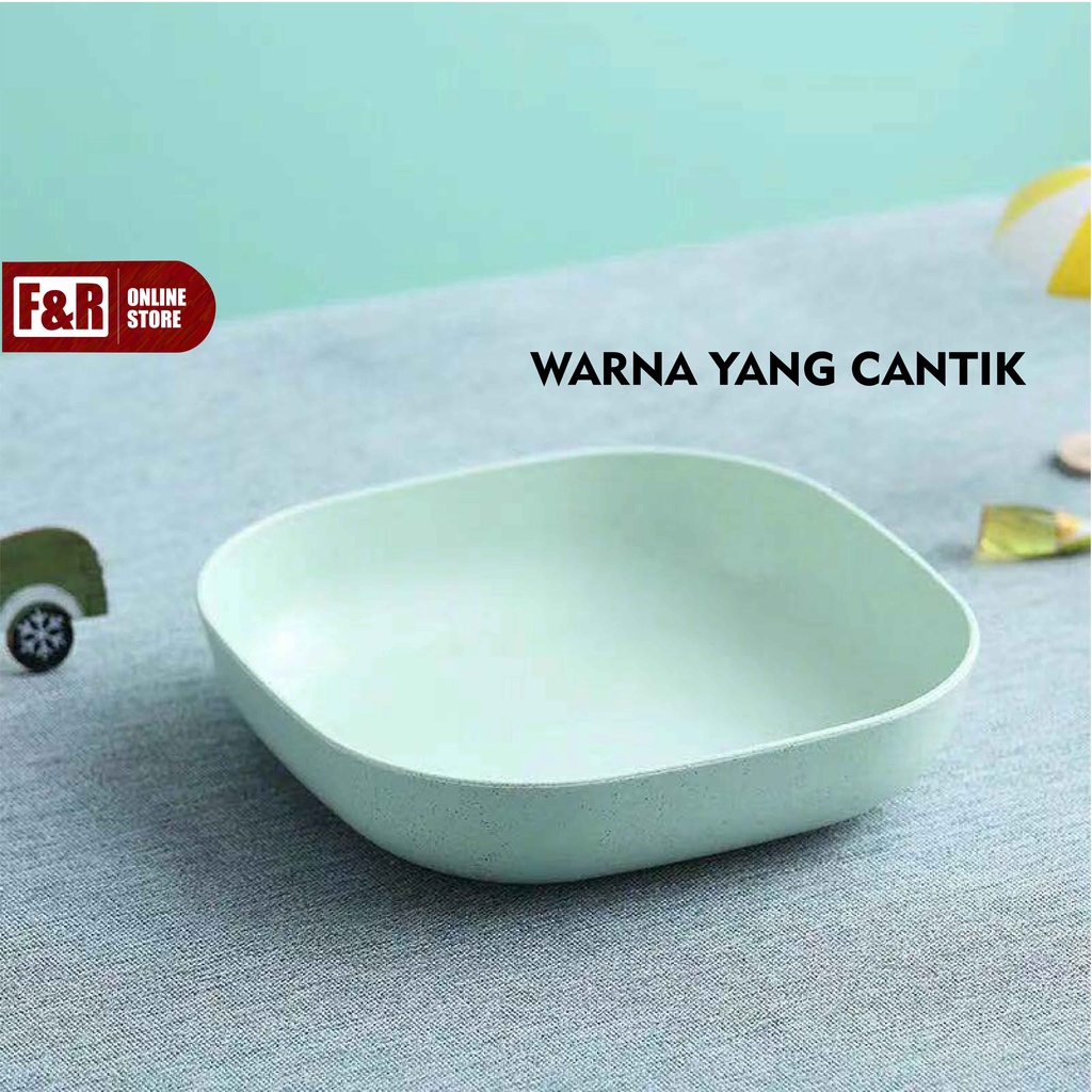 Piring Persegi Kecil Piring Buah Piring Sayur Piring Makanan Ringan Piring Plastik Mini Bahan Jerami Gandum BPA Free Warna Pink Biru Hijau Cream Perlengkapan Makan Rumah Wheat Straw Plate