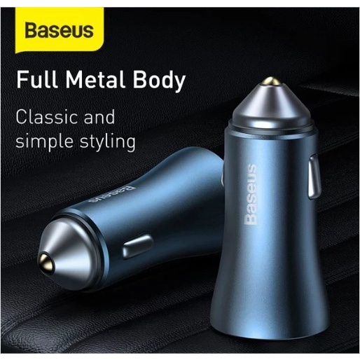 Baseus Car Charger Mobil Golden Contactor Pro 40W 3A USB Type C Fast Charging Saver Original Casan XiaoMi Iphone Samsung Oppo Vivo