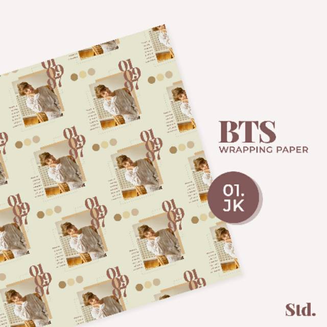 BTS Minimalist Aesthetic Wrapping Paper book cover Kertas 