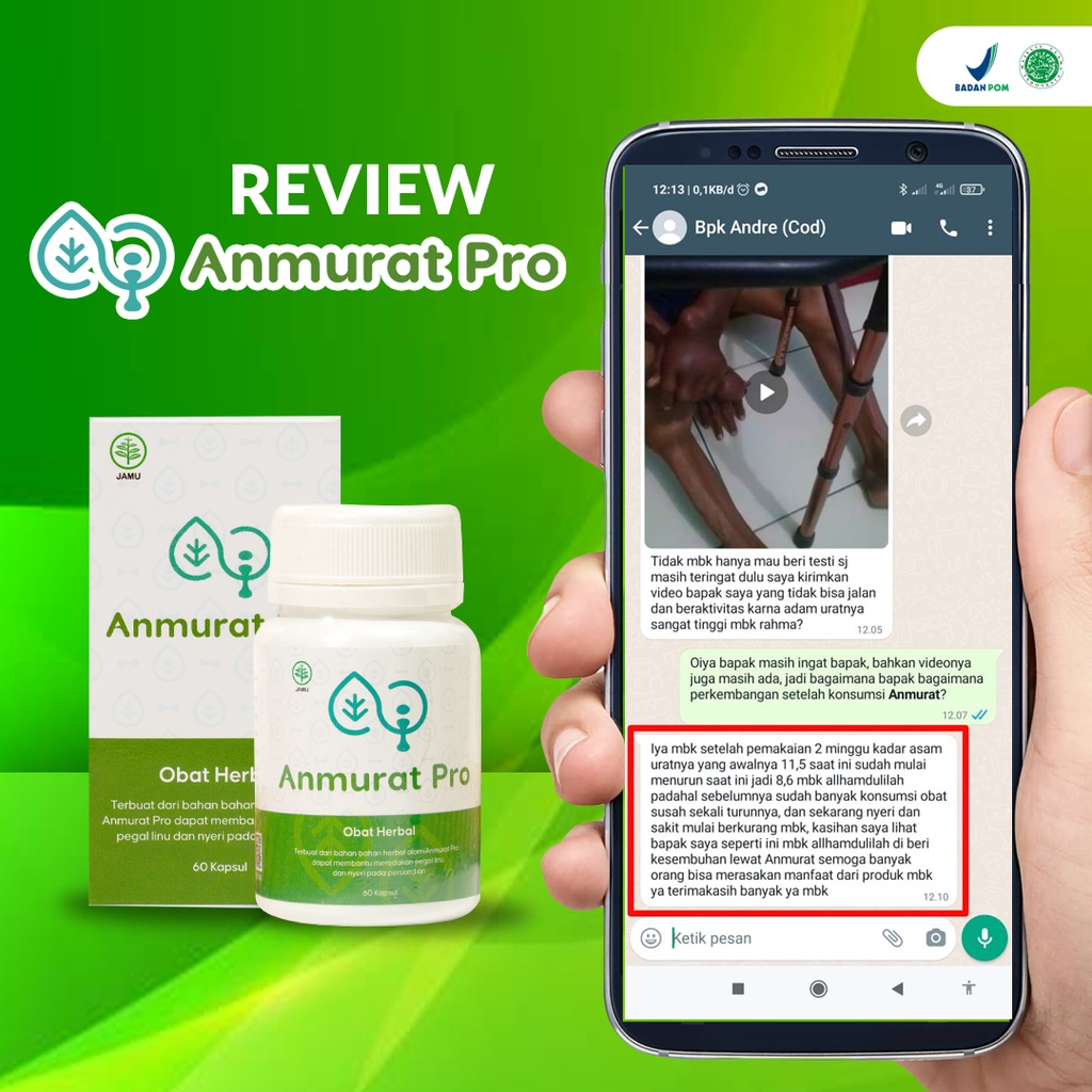 Anmurat Pro Obat Asam Urat dan Kolesterol Nyeri Sendi Pegal Linu Rematik Kaki Kebas Baal Herbal Paling Ampuh Ori Bpom