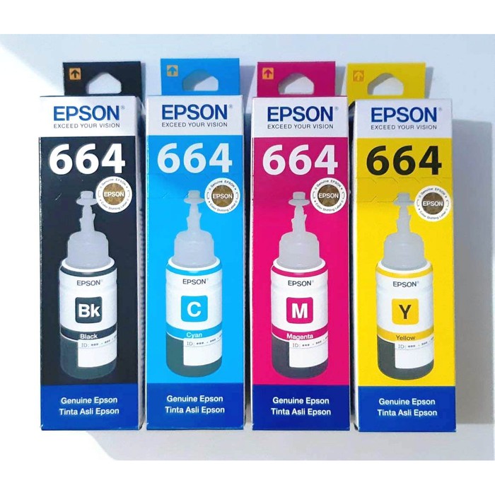 Tinta ASLI EPSON 664 L120 L310 L360 L485 L565 L1300 set T6641 - T6644