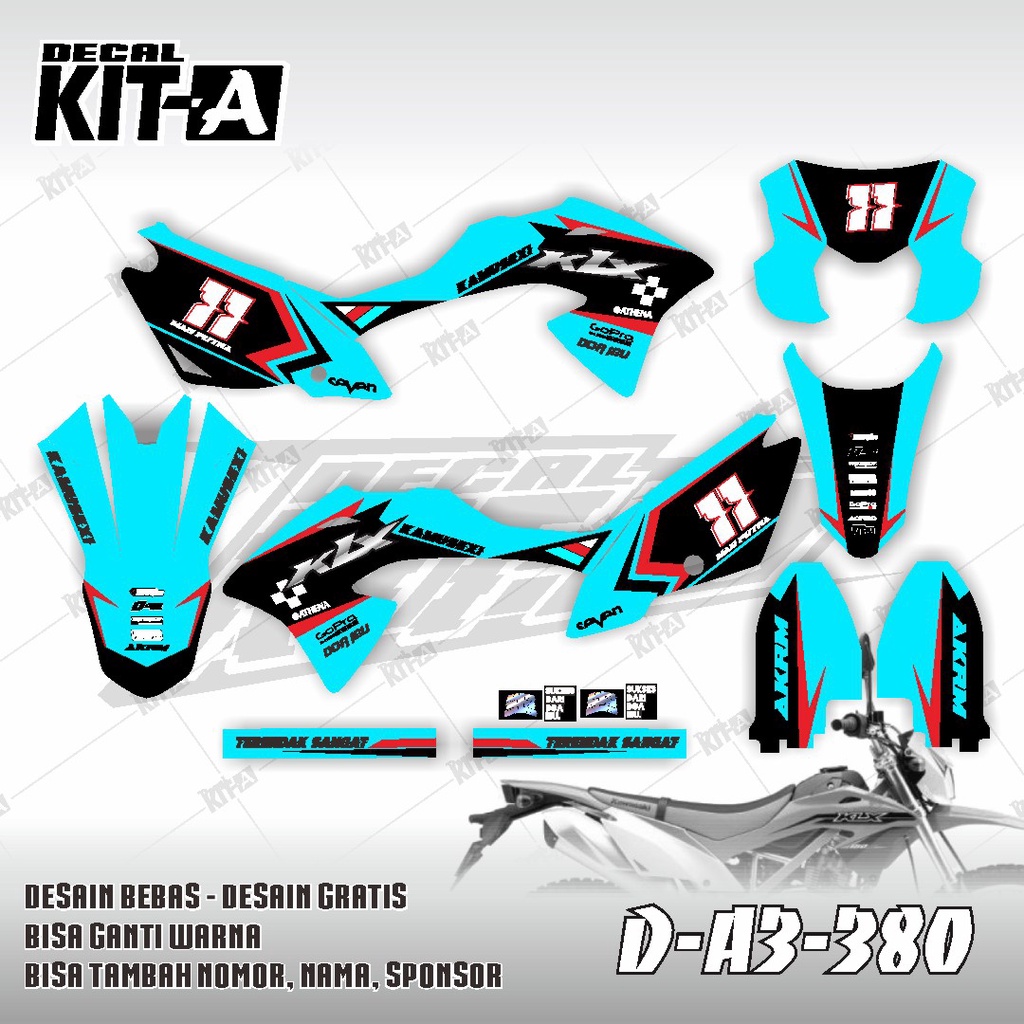 Decal kawasaki KLX 150 BF MOTIF GRAFIS SIMPLE BIRU TOSCA HITAM