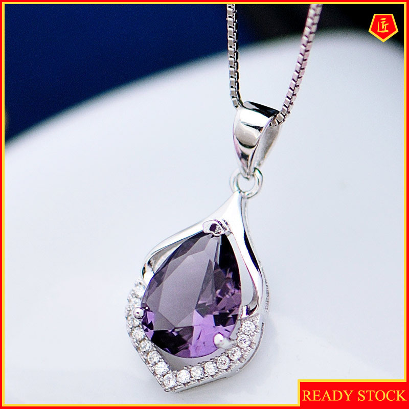 Fashion Plated 925 Silver Necklace Amethyst Pendant