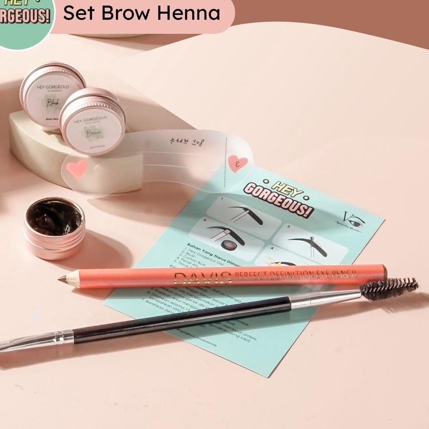 ♗ HEY GORGEOUS Henna Alis Waterproof Hey Gorgeous Set Brow Halal Tahan 3-5 Hari Free Pensil Alis By 