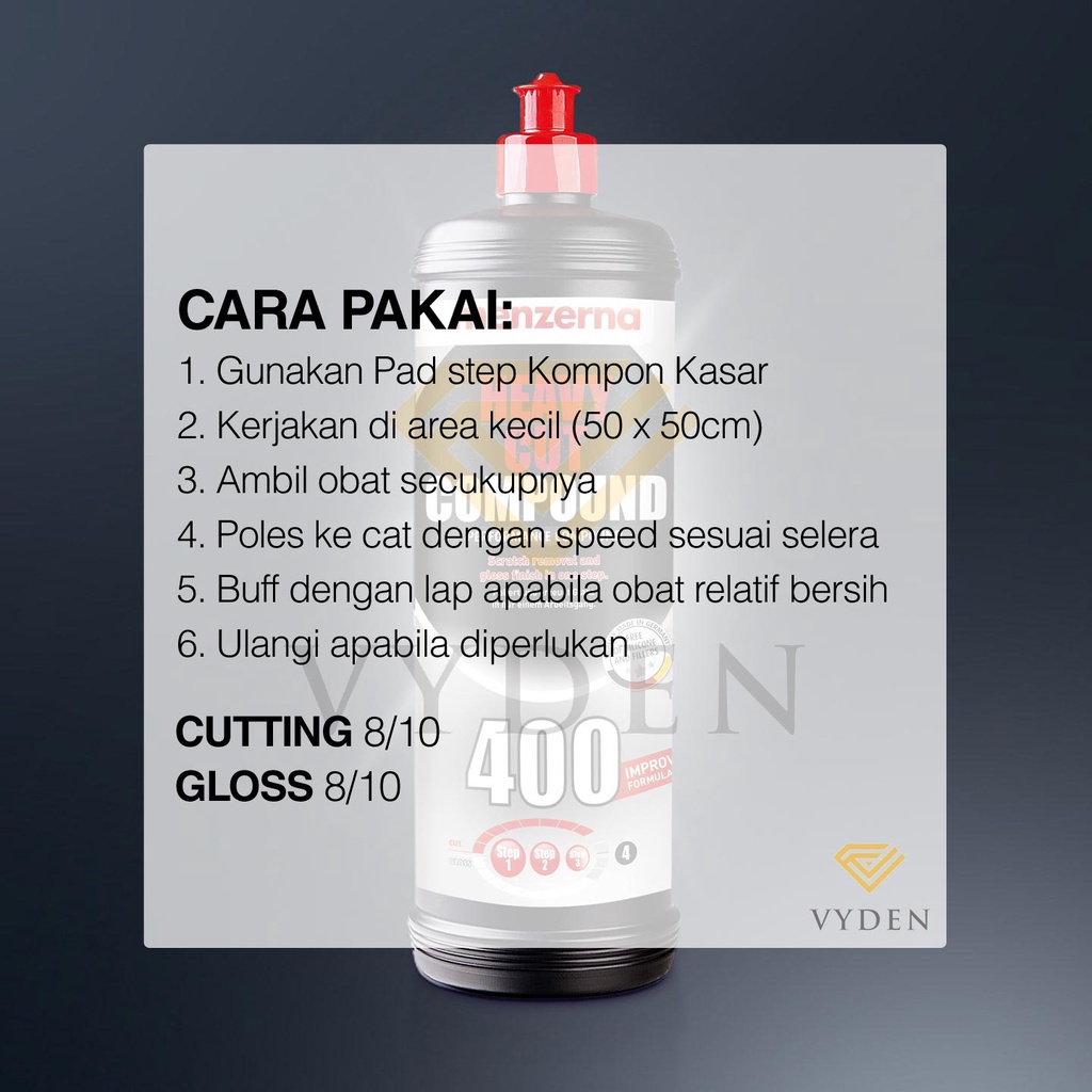 MENZERNA Heavy Cut Compound 400 LADY LINE 250ml Limited Edition Kompon Kasar Hapus Baret Dalam Scratch Kerak Air Kusam Jamur Oksidasi