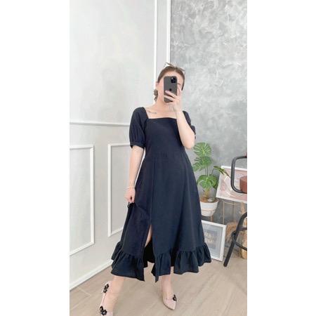 Toply shop Dres Monic  slit wanita party  Dres korea vintage bodycon