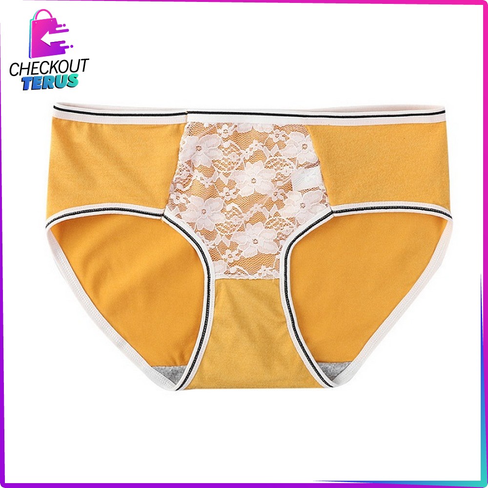 CT P129 Celana Dalam Wanita Dewasa List Garis Renda Bunga Kolor Undies Wanita Import Motif Polos