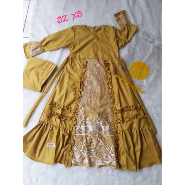 Gamis anak toyobo kombinasi brukat