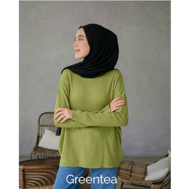 Batwing Sweater Warna Greentea By Gonegani Shopee Indonesia