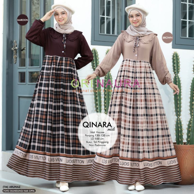 QINARA DRES Gamis Viscose Motif Ori Naura