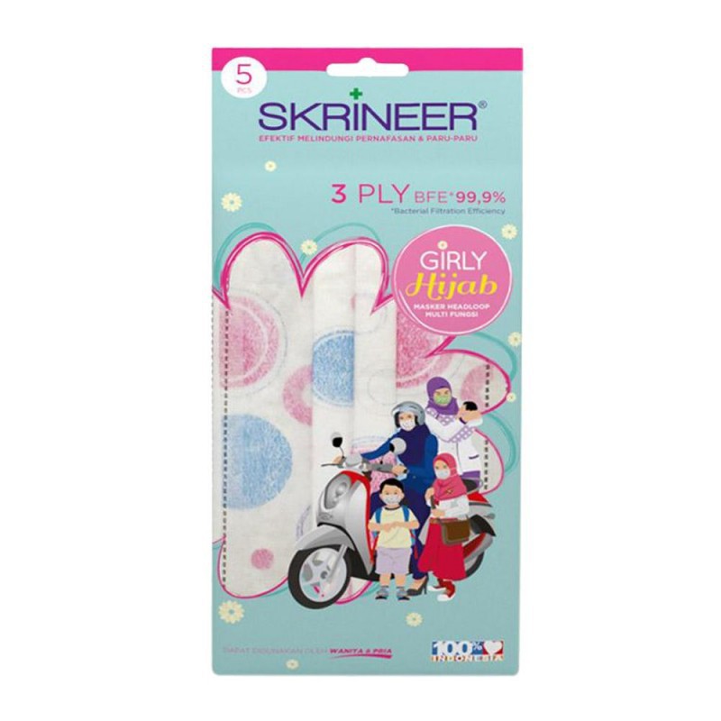 SKRINEER GIRLY HIJAB 3PLAY BFE 99.9% ISI 5pcs