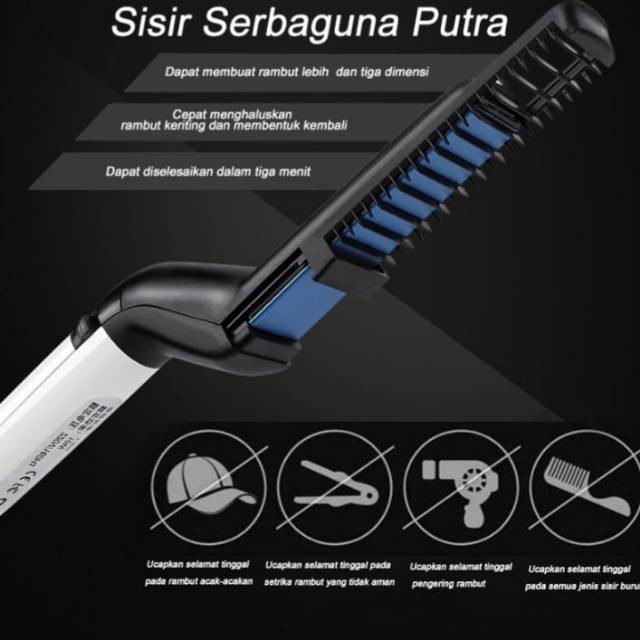 Sisir Elektrik Pelurus Rambut Pria