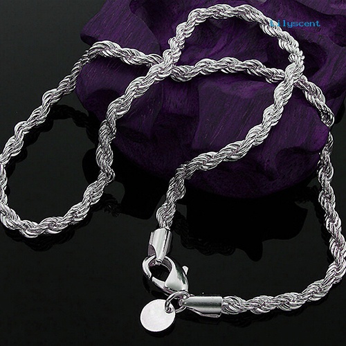 Kalung Rantai Twist Bahan Sterling Silver 925 Untuk Pria Dan Wanita