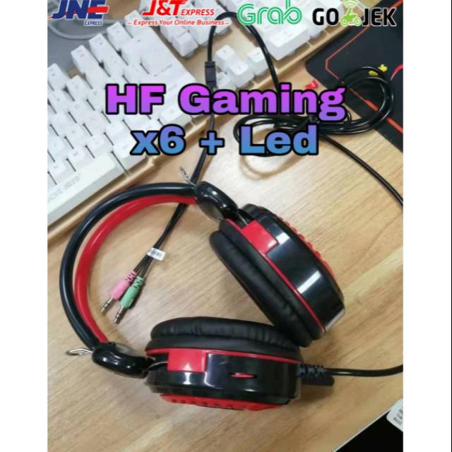 HEADPHONE GAMING X6 + LED HEADSET GAMING X6 PLUS LED SUPER BASS