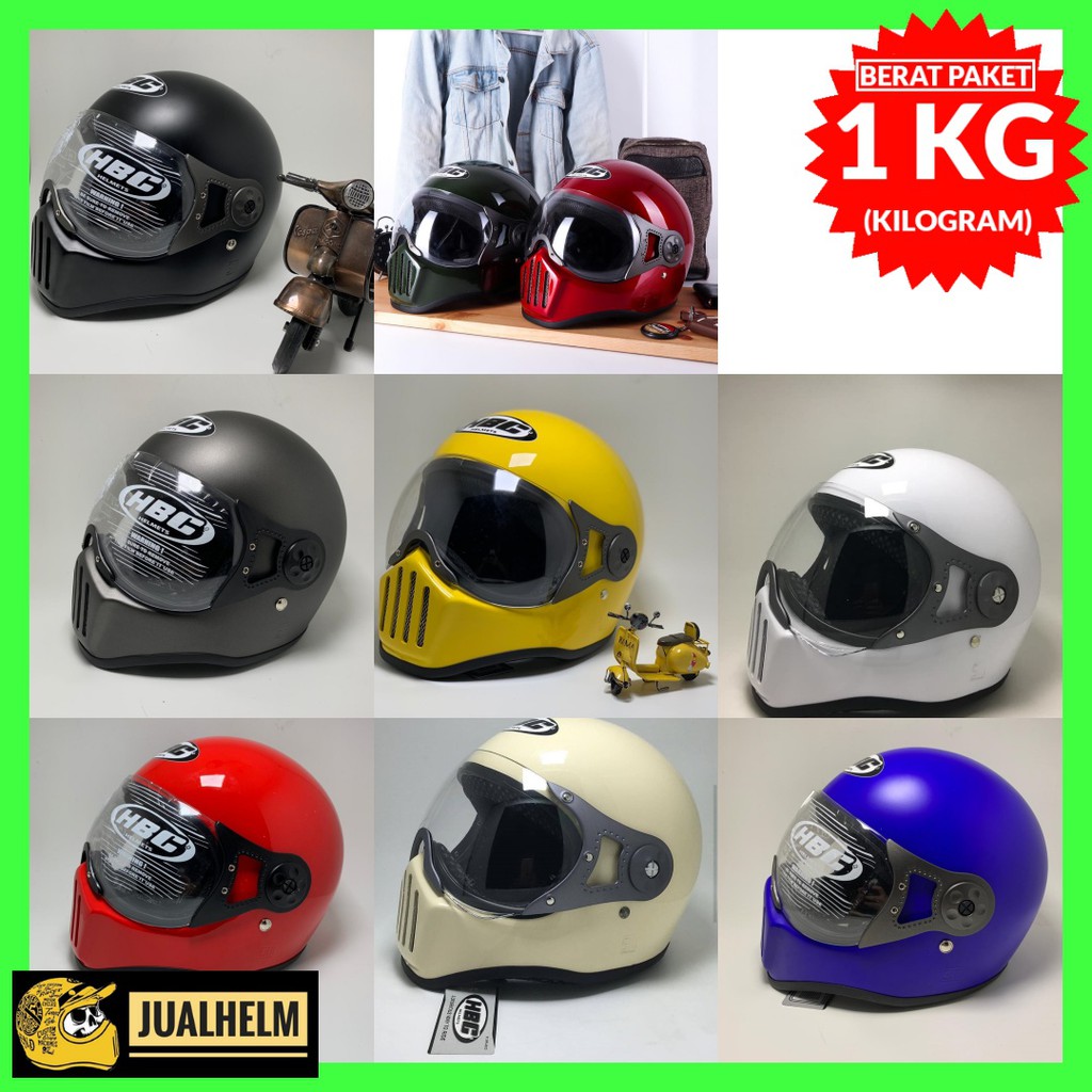 HELM CAKIL HBC PILOT VISOR + FREE Sarung Tangan (Helm HBC Cakil/Helm Retro/Helm Vespa/Helm Klasik)