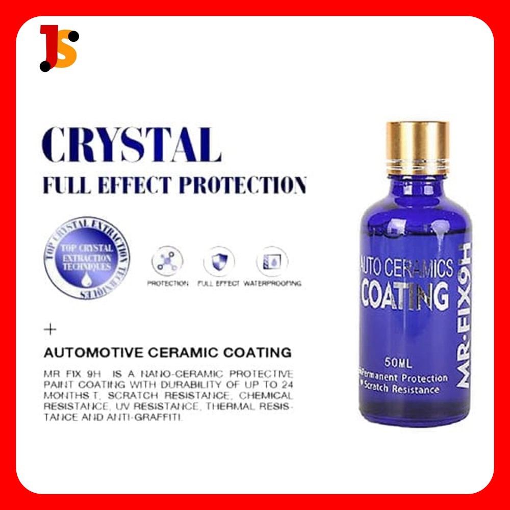 NANO CERAMIC COATING PELINDUNG LAPISAN CAT MOBIL ANTI GORES PERAWATAN MOBIL9H ISI 50ML JS93