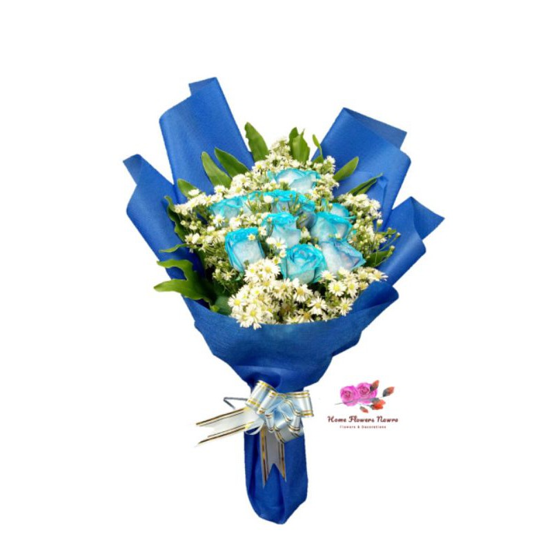 handbucket bunga mawar asli mawar biru hadiah ulangtahun kesayangan