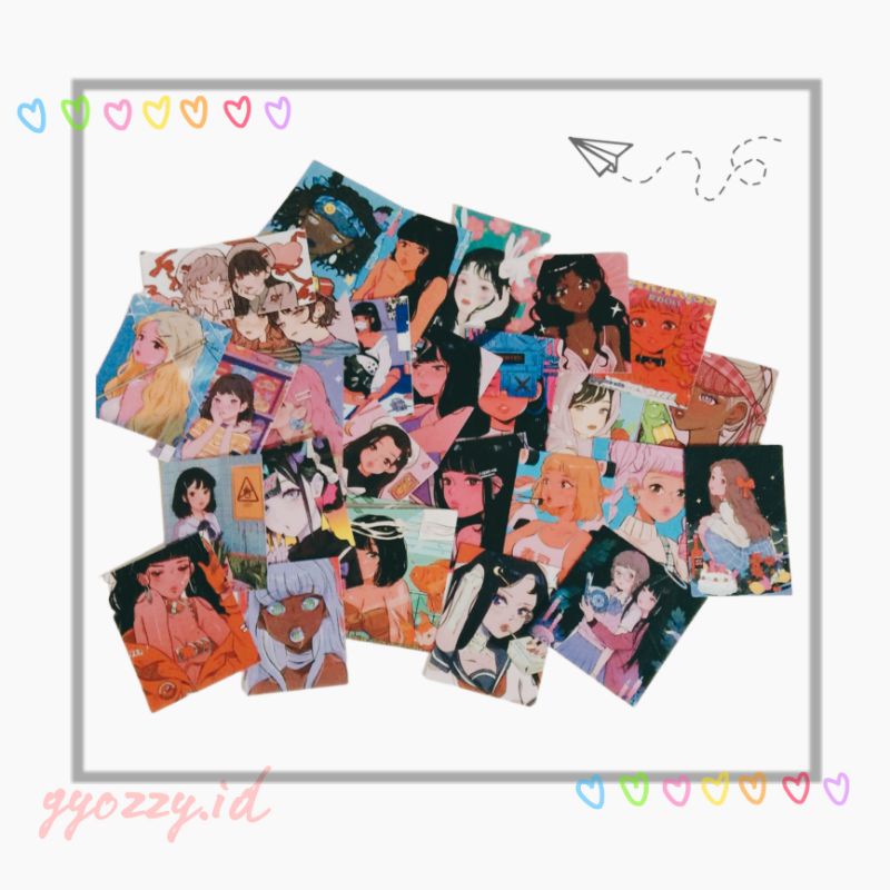 

15 pcs/1set sticker girl anime, aesthethic Stiker, cute sticker, girl sticker journal