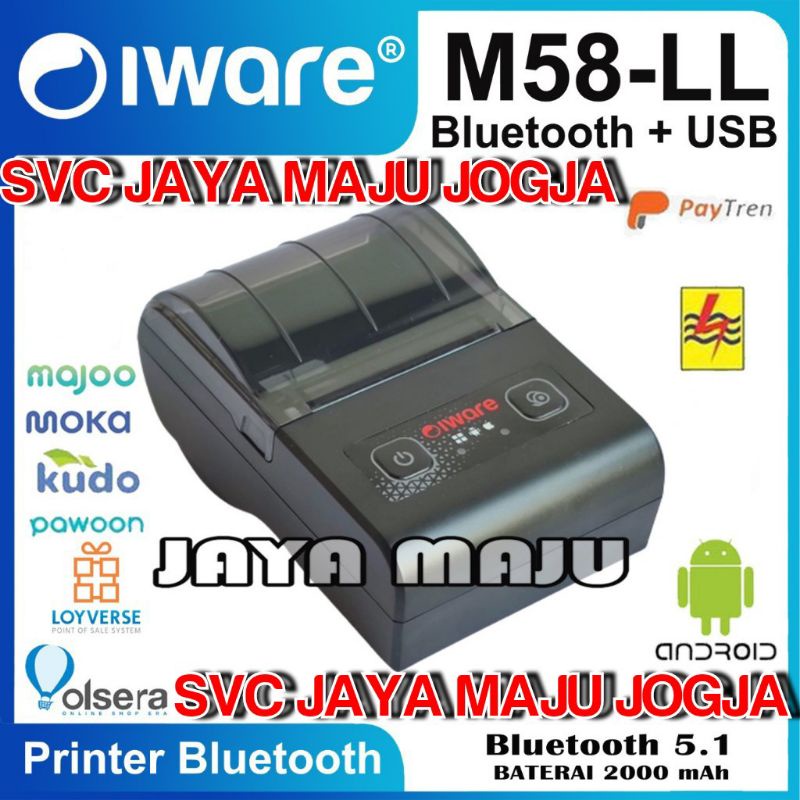 IWARE  M58 LL - BLUETOOTH 5.1  USB - SPEED  90 MM/S - 2.000 mAh  7.4V  ||  MINI PRINTER KASIR THERMA