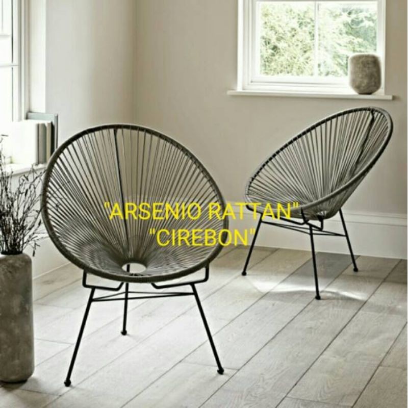 Kursi Teras Rangka Besi Anyaman Sintetis HITAM Super