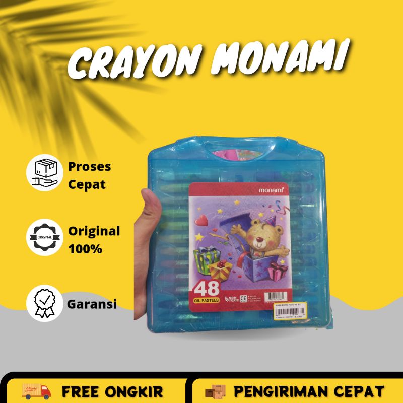 Crayon oil murah monami 48 warna pastel non toxic