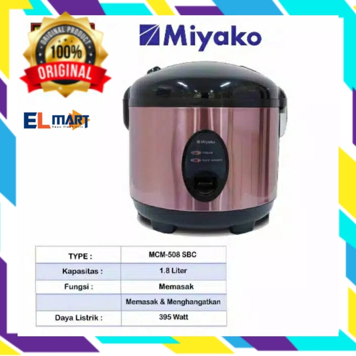 magic com miyako 1.8 liter MCM 508 SBC Rice Cooker 3in1 1,8L 508SBC / MCM508SBC /MCM 508 SBC Ori