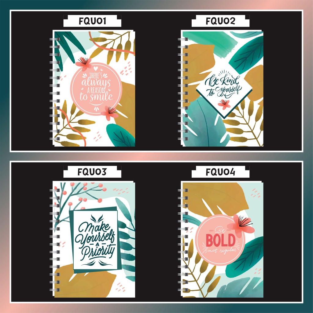 

Notebook / Ring Note Quotes Floral / Motivasi Bunga Unik Lucu Spiral A5 Murah