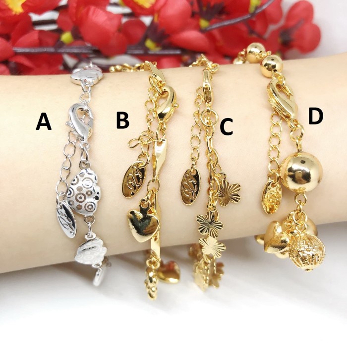 Gelang Wanita Bunga Love Motif Xuping Lapis Emas Gold - BB278