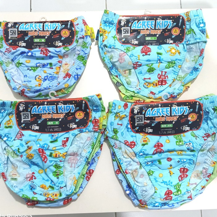 3 Pcs Celana Dalam Anak Laki-Laki Merk Agree Motif / CD / Underwear Boys CA40B