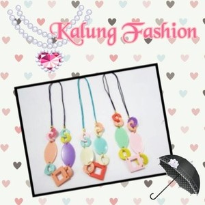 kalung fashion panjang warna pipih bulat