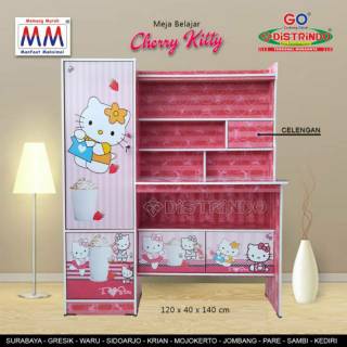 Meja Belajar Besar Gambar Hello  Kitty  Ada Lemari  dan  