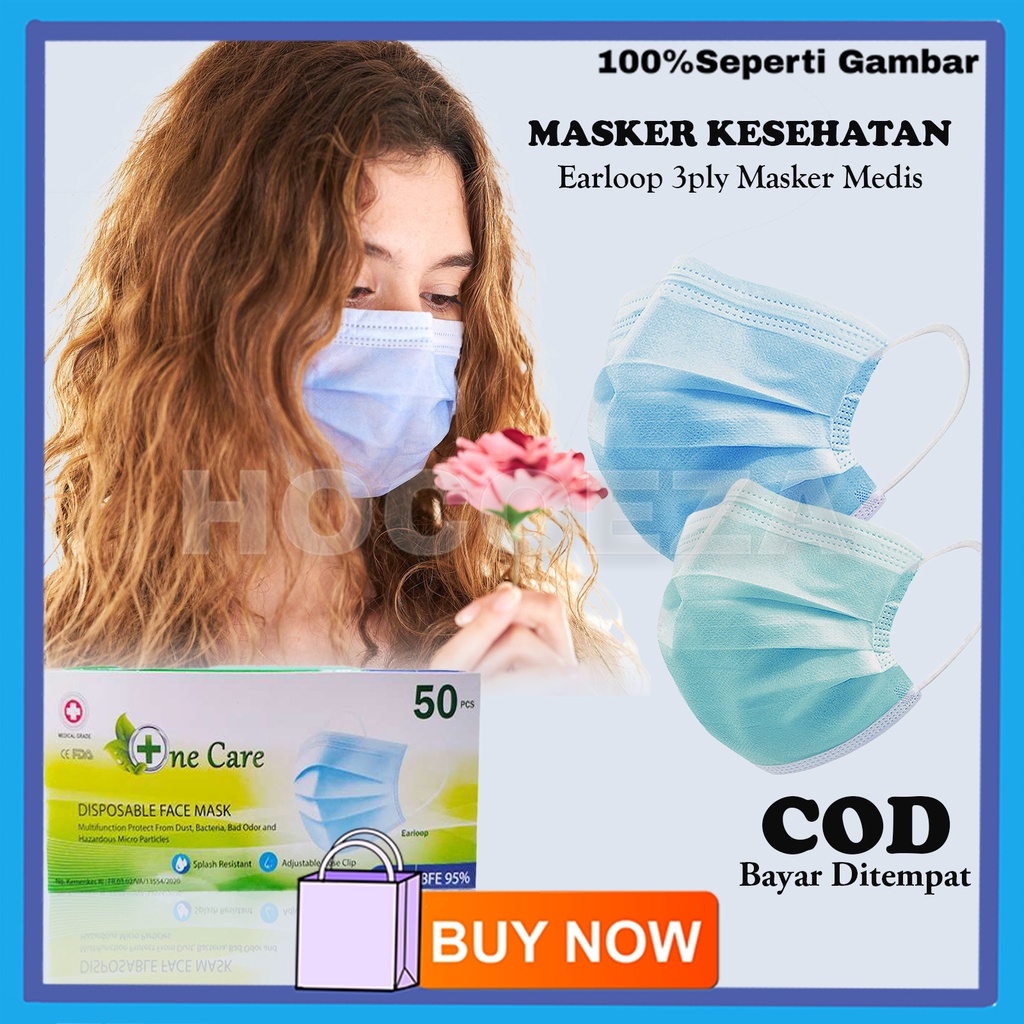 MASKER MULUT KESEHATAN MEDIS ANTI VIRUS KUMAN DEBU NE CARE EARLOOP 3PLY BEST QUALITY VA249