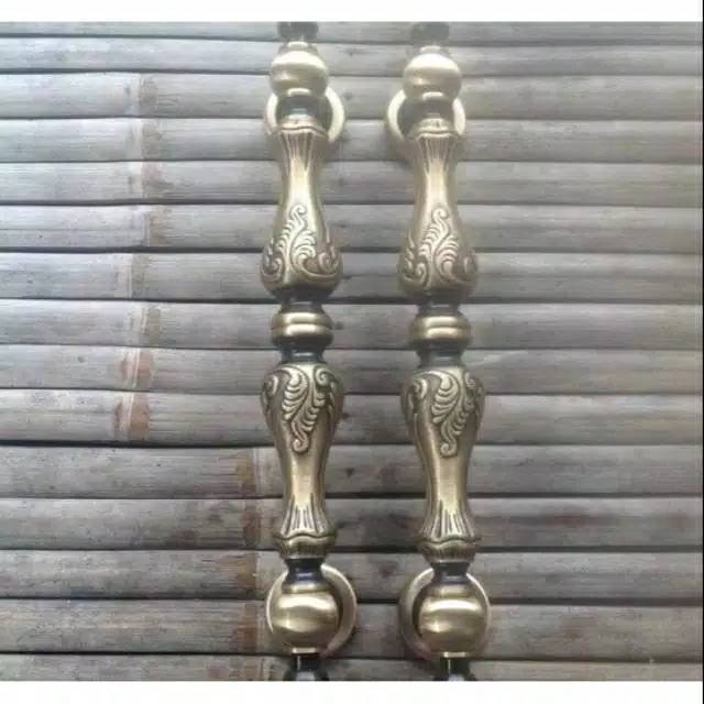 Handle Pintu / Gagang Pintu Rumah Pagar Kuningan Antik Murah Motif Phion 37cm