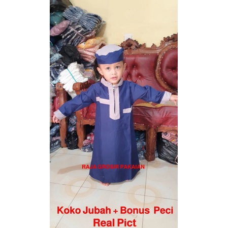 Baju Koko Jubah Anak Lengan Panjang Usia 2-12 Thn / Baju Koko Muslim Anak Laki Laki