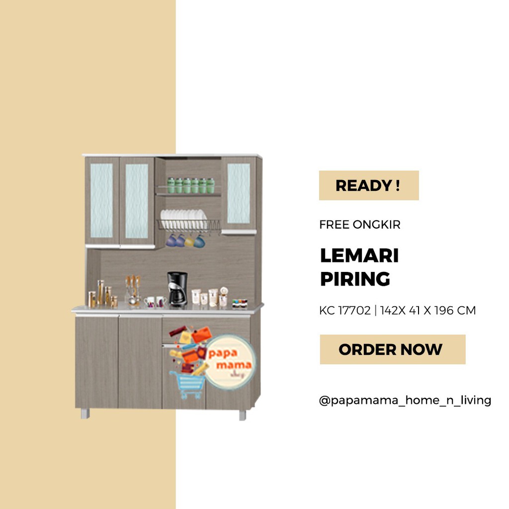 Lemari sayur 4 Pintu Murah - Rak Piring Cantik - Kitchen Set Kaca - Medan