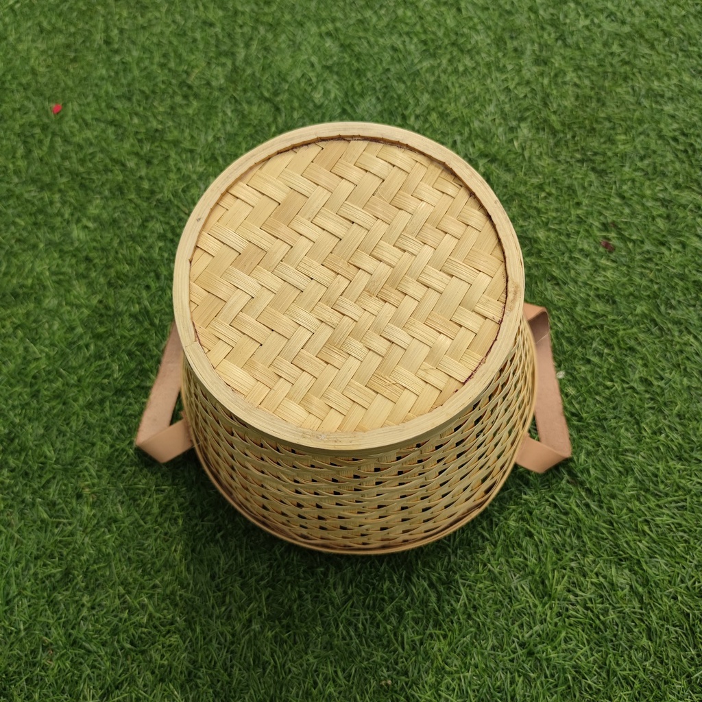 AKN88 - Keranjang Ember Bambu Natural Kecil - 20x20x16cm